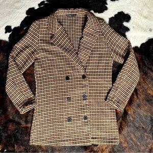 BROWN PLAID BLAZER JACKET SZ 2/ XS